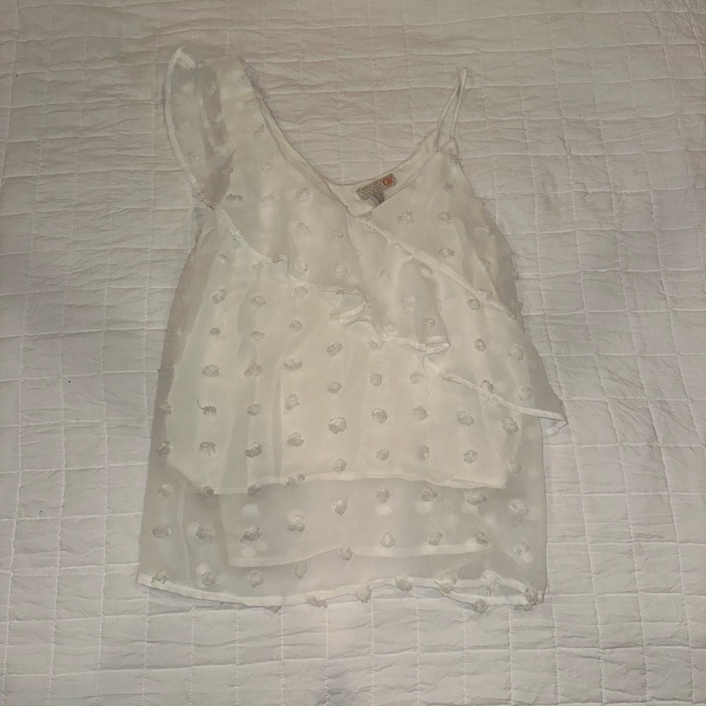 Gianni Bini White Ruffle Off-the-shoulder Blouse Size Small
